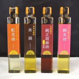 信濃屋清風堂 料理油 4種 詰め合わせ 食用油 クッキングオイル 紅花油 米油 綿実油 純正ごま油 お取り寄せ 食用料理油 炒めもの 料理オイル 揚げ物 調味料