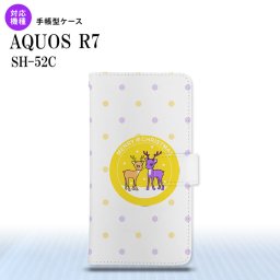 SH-52C AQUOS R7 手帳型スマホケース カバー トナカイ ワッペン 黄  nk-004s-r7-dr622