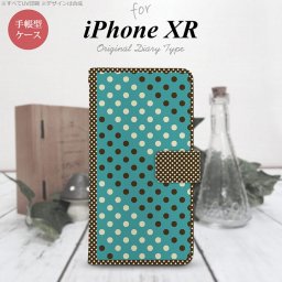 iPhoneXR iPhone XR 手帳型スマホケース カバー ドット 水玉 青緑 茶  nk-004s-ipxr-dr1654