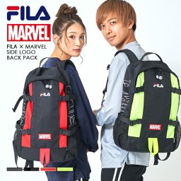  MARVEL/FILA マーベル フィラ サイドロゴバックパック リュックサック リュックサック バックパック デイバック ショルダーバッグ リュックサック ブラック ホワイト レッド イエロー 黒 白 赤 黄 プレゼント outfit ギフト 敬老の日 プレゼント ギフト