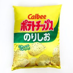 Calbee ポテトチップス のりしお ダイカットクッション インテリア イエロー お菓子