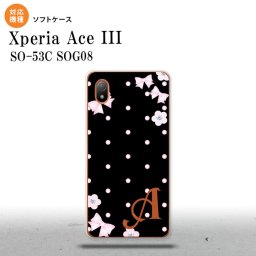 SO-53C SOG08 ワイモバイル Xperia Ace III スマホケース 背面ケースソフトケース 花柄 ドット リボン 黒 +アルファベット 2022年 6月発売 nk-so53c-tp352i