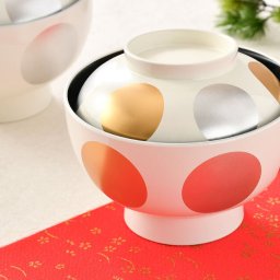【越前塗】日月　雑煮椀　ホワイト【食器洗浄機対応】【名入れ】