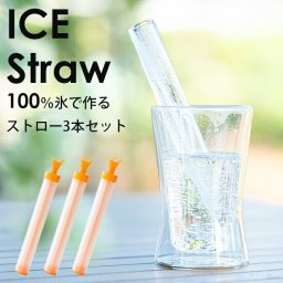 【氷のストローが簡単に作れる！】ICE straw -アイスストロー　3本セット　アイスストロー ストロー 氷のストロー作り方簡単 エコ 節約 来客時 ティータイム 冷たい アイス