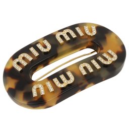 ミュウミュウ MIUMIU バレッタ 5JF088 2DNL F0D01 ロゴ クリスタル リジッド プレックス ヘアクリップ ヘアピン タートス＋ゴールド レディース ヘアアクセサリー 髪留め PLEX CRYSTAL JEWELS