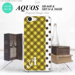 【SHV34】【スマホケース/スマホカバー】【アクオス セリエ】SHV34 スマホケース AQUOS SERIE ケース アクオス セリエ イニシャル チェック･ドット 黄 nk-shv34-1522ini【メール便送料無料】