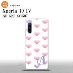 SO-52C SOG07 Xperia 10IV スマホケース 背面ケースソフトケース ハート A 白 ピンク +アルファベット 2022年 7月発売 nk-xp104-tp118i