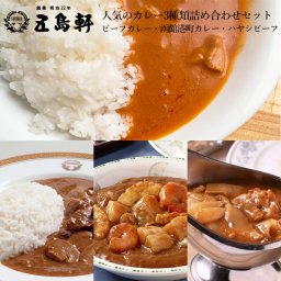 五島軒 3種類詰め合わせセット(ビーフカレー・函館港町カレー・ハヤシビーフ) 送料無料 同梱不可 北海道 函館 レトルト食品 お土産 ギフト 贈り物 お取り寄せ 牛肉 マッシュルーム トマト シーフード ワイン