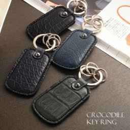 日本製 クロコダイル キーホルダー キーリング マット 加工 メンズ 全10色 【ネコポスで送料無料】 プレゼント ギフト 父の日 父の日ギフト 実用的 車 バイク (06001336-1-mens-1r) クリスマス 敬老 定年退職 バレンタイン 成人祝い