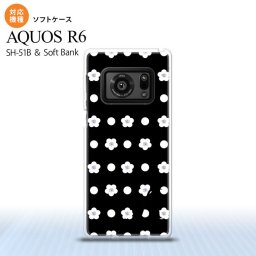 SH-51B AQUOS R6 AQUOS R6 スマホケース ソフトケース 花柄 ドット 黒 +アルファベット メンズ レディース nk-r6-tp341i