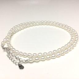 真珠 ネックレス パール 淡水真珠 3.5-4.0mm ホワイト シルバー アジャスター 70045 イソワパール