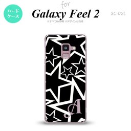 Galaxy Feel 2 ギャラクシー フィール 2 SC-02L スマホケース カバー ハードケース 星 黒×白 イニシャル 対応 nk-sc02l-1121i[スマホ,スマホケース,スマホカバー,ケース,カバー,ジャケット]