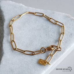 チェーンブレスレット レディース 女性 リンクチェーン ゴールド 18K GP ステンレス 金属アレルギー対応