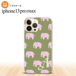 iPhone13ProMax iPhone13 Pro Max ケース ソフトケース ゾウ モスグリーン +アルファベット iPhone13 プロ マックス 6.7インチ おしゃれ かわいい メンズ レディース キッズ デザインたくさん nk-i13pm-tp773i