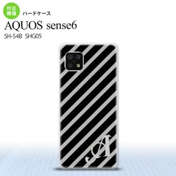SH-54B SHG05 AQUOS sense6 スマホケース ハードケース ストライプ 黒 グレー +アルファベット メンズ レディース nk-sens6-712i