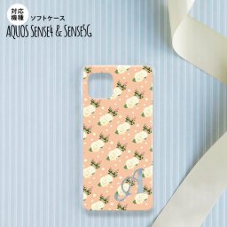 sense4 sense5 Aquos sense4/5 スマホケース ソフトケース 花柄 バラ ドット ライトサーモン +アルファベット メンズ レディース nk-sens4-tp245i