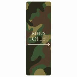 トイレ プレート 木製 MENS 文字タイプ 迷彩 カラー 右 矢印 長方形 縦書き 9x27cm 方向案内 進路ドア サインステッカー ピクトサイン トイレマーク表示 案内 注意 施設 御手洗 TOILET おしゃれ シンプル 安全対策