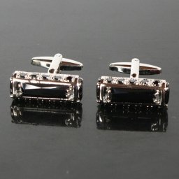 鎌倉カフス工房 ブラックスティッククリスタルカフスボタン・カフリンクス メンズ  cf1394 結婚式 旦那 プレゼント ギフト 彼氏 父の日 誕生日プレゼント