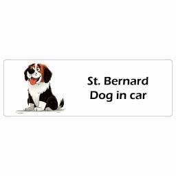 St. Bernard セントバーナード Dog IN CAR カーステッカー 犬 アメリカン カートゥーン スタイル アニメ風 15x5cm 長方形 防水 屋外 屋内 ドッグオンボード デカール