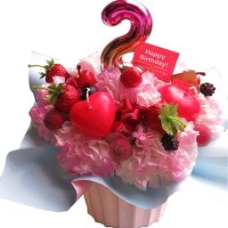結婚記念日 2周年 花束風フラワーアレンジメント ご希望数字入り （２ケタまで）記念日 生花使用  妻 娘 息子 友人 友達