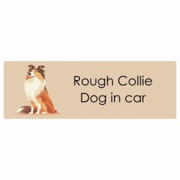 名入れ可 Rough Collie ラフコリー カーステッカー シール 犬 パステル くすみカラー スタイル アニメ風 15x5cm 長方形 防水 屋外 屋内 ドッグオンボード デカール