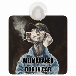 名入れ可 Weimaraner ワイマラナー DOG IN CAR 吸盤 収れん火災防止タイプ 車内用 作業服 ちょい悪 ドッグオンボード 安全対策 あおり運転 セーフティサイン 窓ガラス カーサイン 車 犬