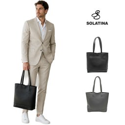 SOLATINA トートバッグ ビジネスバッグ 普段使い 手持ち 肩掛け 大容量 通勤 普段使い 使いやすい 牛革 メンズ 父の日 ギフト プレゼント ブラック sbi-00017