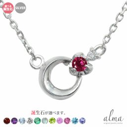 誕生石 silver シルバー925 スターリングシルバー ネックレス 月 流星 モチーフ ダイヤモンド カラーストーン プチペンダント送料無料 花以外 2025