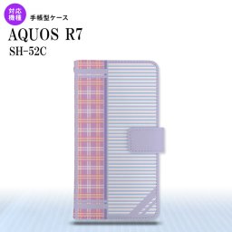 SH-52C AQUOS R7 手帳型スマホケース カバー チェック ボーダー 紫  nk-004s-r7-dr1601