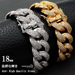B系ブレスレット 金 ゴールド マイアミキューバンリンク 喜平ブレスレット メンズ シルバー 銀 キラキラ パヴェ ダイヤ CZ ラッパー rapper ダンサー DJ HIPHOP 男性