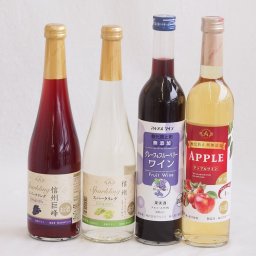 フルーツワイン4本セット(シャインマスカット＆ナイアガラ グレープ＆ブルーベリー アップルワイン 信州巨峰) 500ml×4本