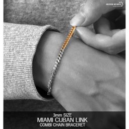 チェーンブレスレット コンビチェーン 喜平 幅3mm ステンレス ミックスカラー シルバー ゴールド 18kgp 金メッキ 喜平チェーン キヘイ ブレスレット カニカン シンプル 細め 金属アレルギー対応 オリジナル