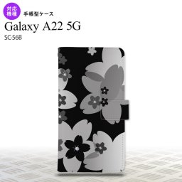 SC-56B Galaxy A22 手帳型スマホケース カバー 花柄 サクラ 黒  nk-004s-a22-dr061
