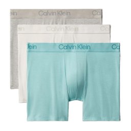 カルバンクライン：MODERN MODAL ボクサーブリーフ 3PK (グレーヘザー/チョーク/ソルトウォーターアクア)[ボクサーパンツ/ 男性下着/ メンズインナー/人気ブランド/おすすめギフト/誕生日プレゼント/メンズファッション]