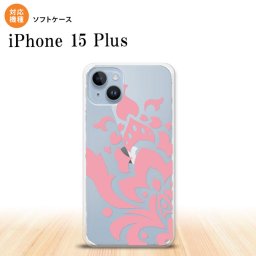 iPhone15 plus iPhone15 plus スマホケース 背面ケースソフトケース ダマスク C ピンク 2023年 9月発売 nk-i15pl-tp1028