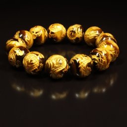 【誕生日におすすめ】 ［最強の金運を引き寄せる数珠］ 16mm 風水神 皇帝龍 タイガーアイ 虎目石 ブレスレット お守り効果 イベント zenryu4 父の日ギフト 男性ギフト ユニセックス 京海堂