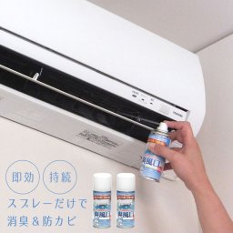 【２個セット】エアコン用消臭＆防カビスプレー 爽風口 防カビスプレー 消臭 防カビ 即効 エアコン クーラー 冬 夏 衛生的 清掃 大掃除 冷房 暖房 清潔 快適空間 持続 除菌消臭剤 抗菌 日本製 国内産
