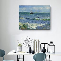 ファブリックパネル 絵画 インテリア 絵 アートフレーム サント＝マリーの海の風景 ゴッホ プリキャンバス複製画 人気40×60cm 壁掛け おしゃれ 玄関 リビング アートパネル リビング プレゼント 送料無料