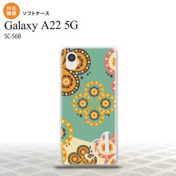 SC-56B Galaxy A22 スマホケース ソフトケース エスニック 花柄 緑 ベージュ +アルファベット メンズ レディース nk-a22-tp1581i