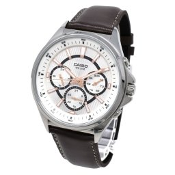 カシオ CASIO 腕時計 STANDARD MTP-E303L-7AV アナログ時計 メンズ ウォッチ シルバー+ブラウン 海外正規品