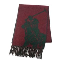 ポロラルフローレン Polo Ralph Lauren PC0178 BIG PONY JACQUARD ビッグポニー ジャガード ウール ブレンド マフラー 601 CLSSC WINE/CLLG GREEN ワインレッド系＋グリーン系