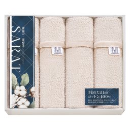 無漂白・無染色SARAT フェイスタオル4P  ／タオル 日用品・ヘルスケア お中元 御中元 ギフト 暑中 残暑 お盆 初盆 新盆 お供 御供 ギフト 2026 送料無料 ギフト プレゼント プチギフト 内祝い 快気祝い 出産祝い 結婚祝い 引出物 新築祝い お返し