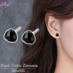 【ブラックキュービックジルコニアピアス】 シルバー925 ピアス ブラック キュービックジルコニア 金属アレルギー対応 一粒ジュエリー かわいい 黒 ブラックストーン