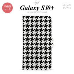 SC-04L SCV42 Galaxy S10+ 手帳型スマホケース カバー 千鳥 格子 大 黒白 nk-004s-s10p-dr928