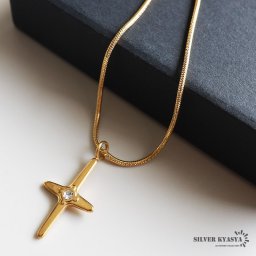クロスネックレス レディース スネークチェーン 細身 十字架 一粒ネックレス 女性 ゴールド 18K GP ステンレス 金属アレルギー対応 ペンダント