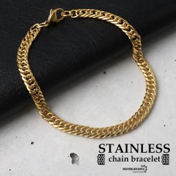 幅5mm ステンレス ダブル喜平チェーンブレスレット 6面カット 18k GP IPメッキ gold ゴールド マイアミキューバンリンク チェーン 細身 シンプル 男性 金属アレルギー対応 メンズ