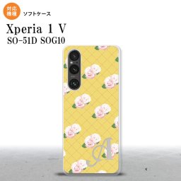 Xperia 1V Xperia 1V スマホケース 背面ケースソフトケース 花柄 バラ 編み 黄 +アルファベット 2023年 6月発売 nk-xp15-tp265i