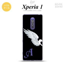 SO-03L SOV40 901SO Xperia 1 スマホケース ソフト カバー 翼 ペア 左 黒 +アルファベット nk-xp1-tp477i