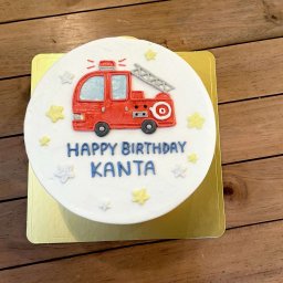 はたらくくるまのレタリングケーキ 写真・イラストケーキ