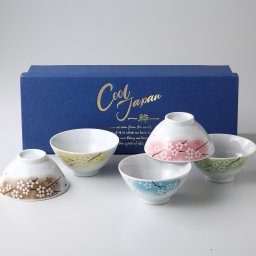 Cool Japan -粋- 茶碗 はんなり 5個セット 日本製 美濃焼 陶器 和 洋 茶碗 小丼 小鉢 和食器 食器セット ギフト プレゼント 電子レンジ対応 食洗機対応 新生活 結婚祝い 贈り物 和モダン おしゃれ ナチュラル 人気 来客用 ライスボウル